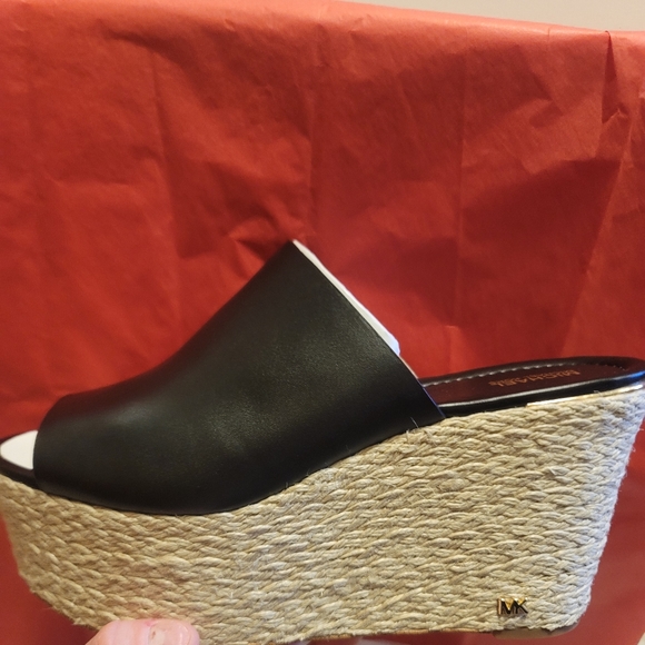 Michael Kors Shoes - MICHAEL KORS Cunningham Wedge Sandals: Black Leather: New In Box: SZ 10